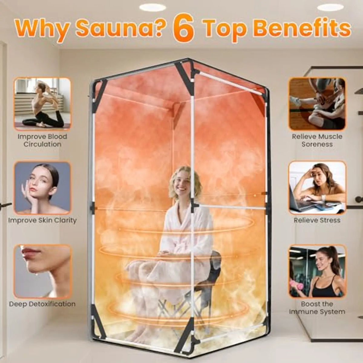 Portable Steam Sauna Tent with 3 L Generator and Folding Chair