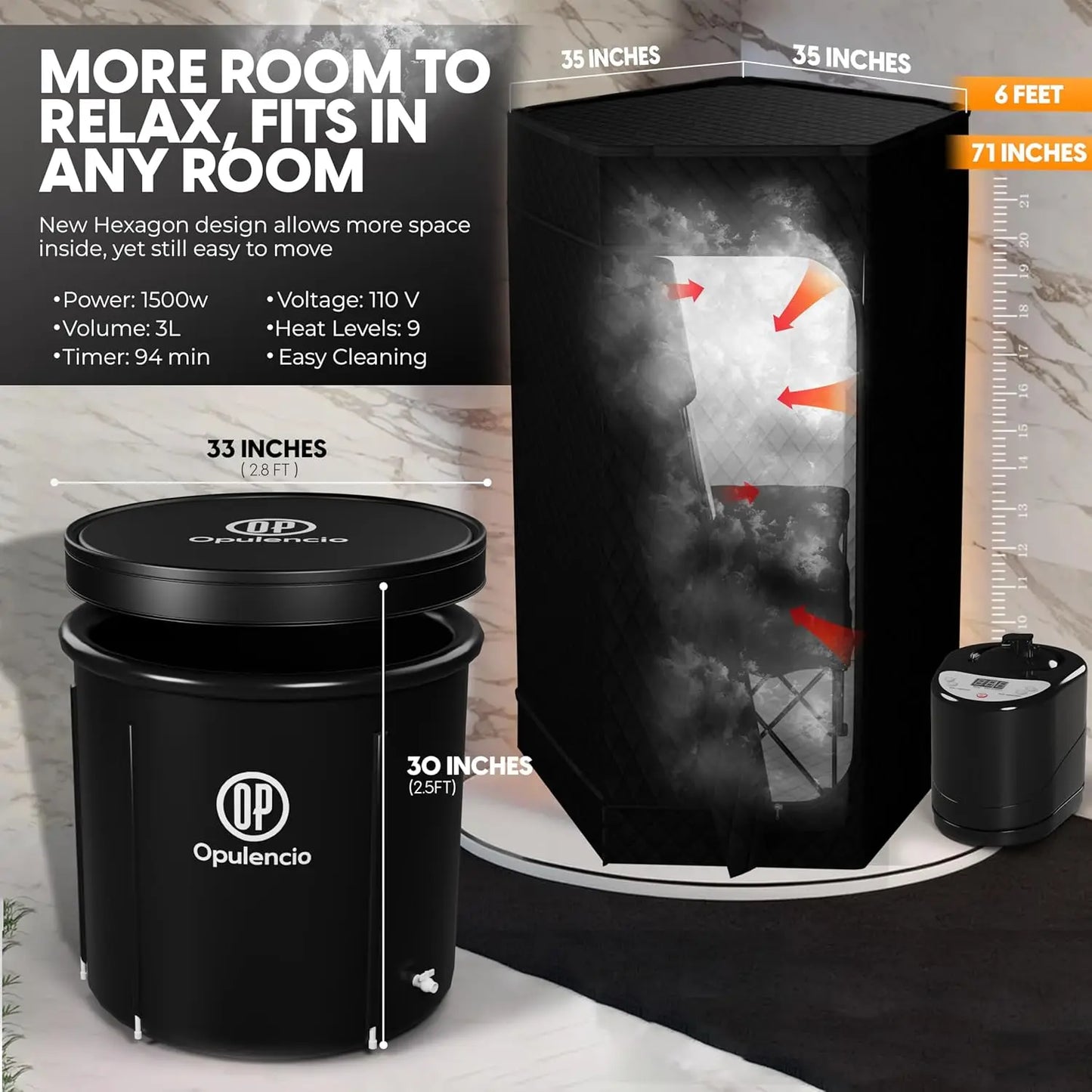 Portable Steam Sauna Tent with Ice Bath Tub | Home Contrast Therapy Sauna with Remote, 9 Heat Levels & Foldable Design