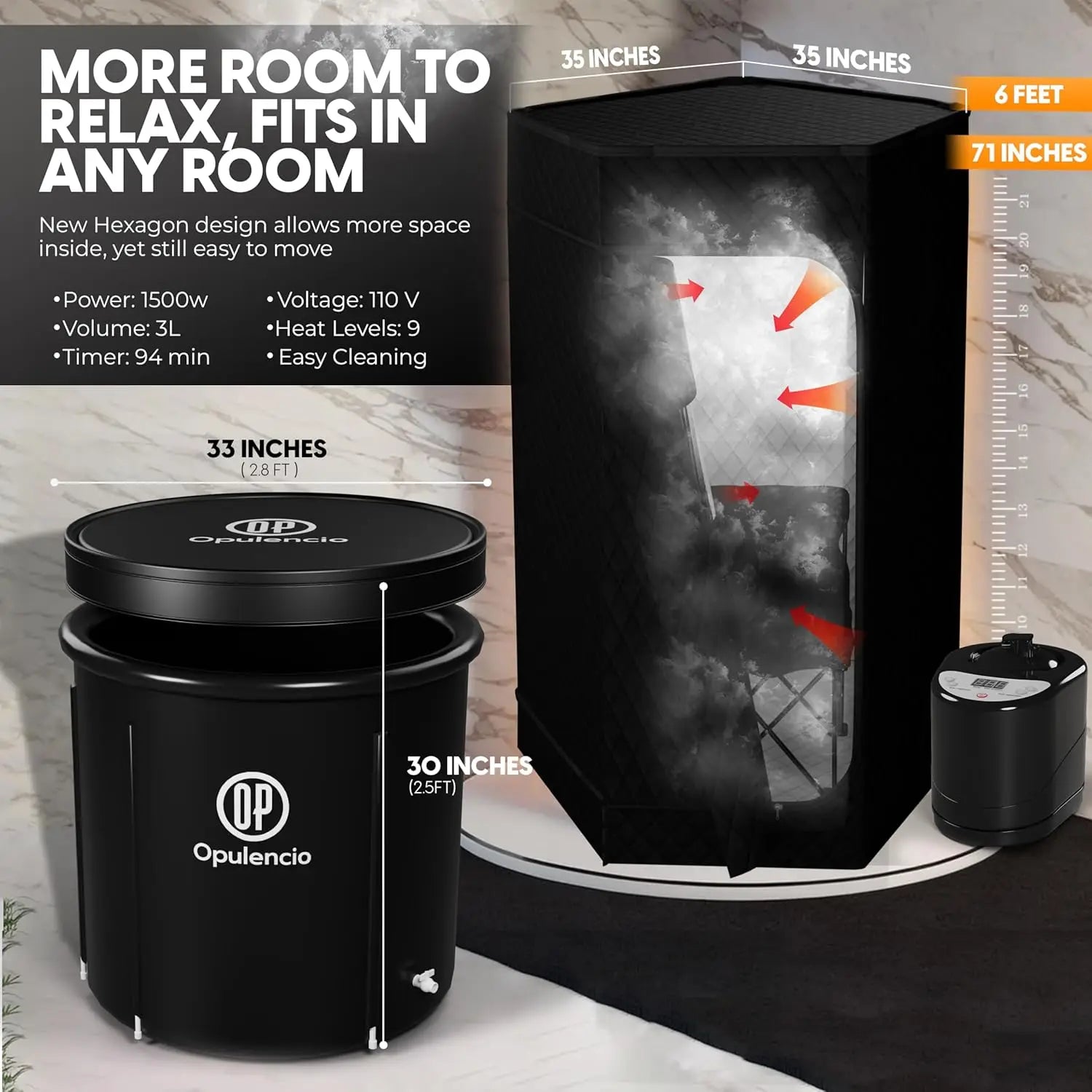Portable Steam Sauna Tent with Ice Bath Tub | Home Contrast Therapy Sauna with Remote, 9 Heat Levels & Foldable Design