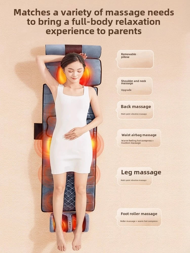 Full Body Massage Mat with Heat | 10-Zone Vibration Massage Mattress for Back, Waist, Hips, Thighs & Calves