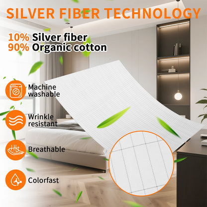 Grounding Bed Sheet | Earthing Sheet with Organic Cotton, Silver Fiber & Conductive Grounding Cable for Better Sleep