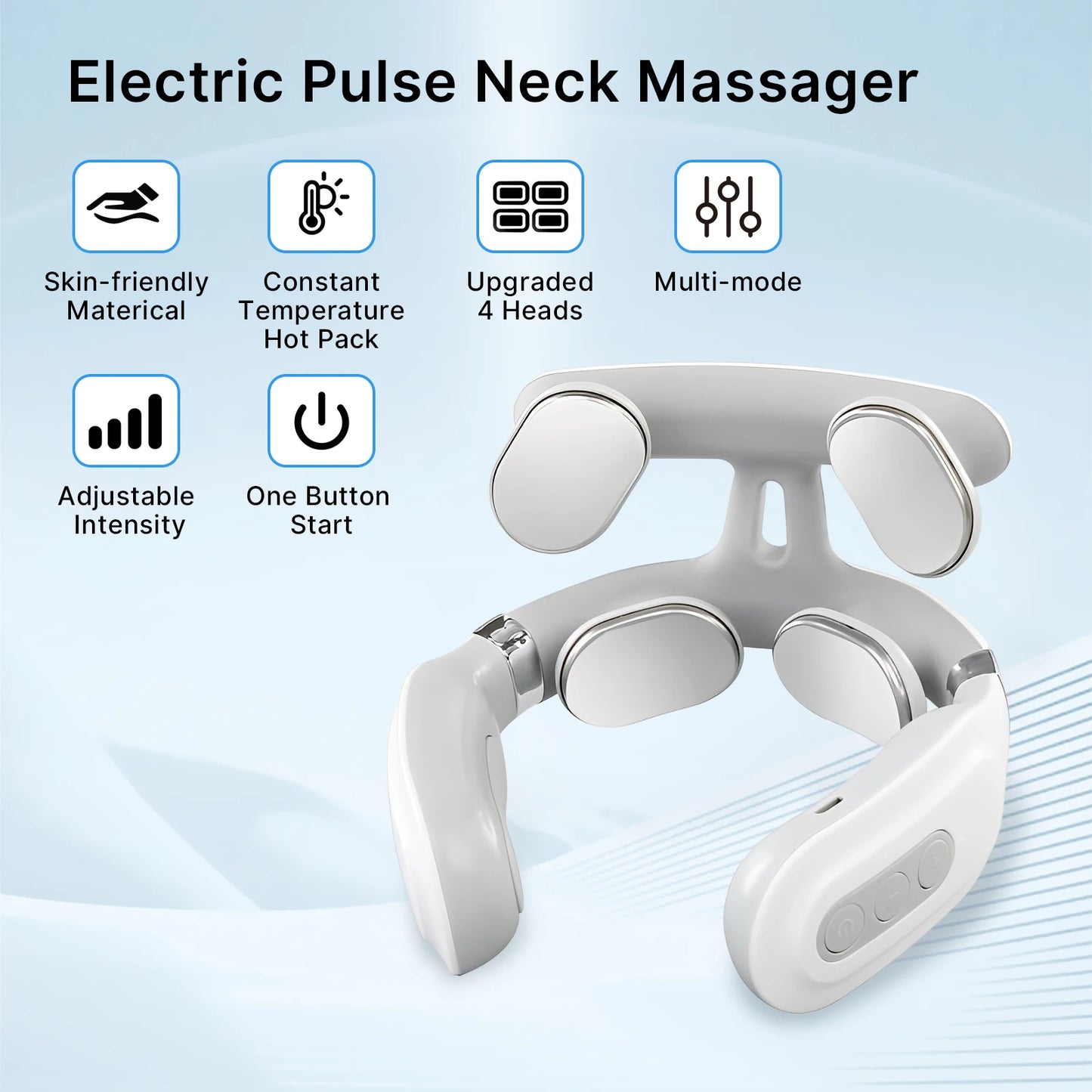 Cordless EMS Neck Massager with Heat | 6 Modes, 15 Intensity Levels, Hands-Free Fit & 15-Minute Auto Shut-Off