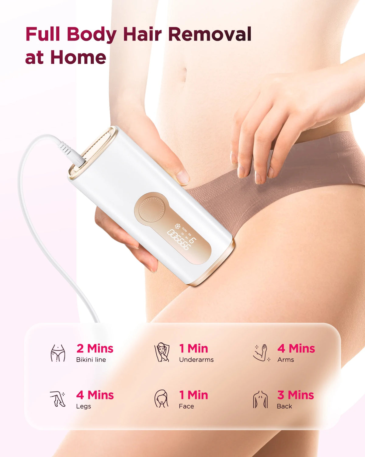 IPL Hair Removal Device with 9 Levels and Auto-Glide Mode