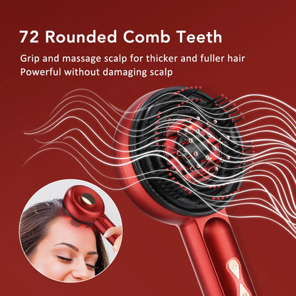 Red Light Scalp Massager Comb with 660nm LED | 3 EMS Intensities, Red Green Blue Modes, 6ml Oil Applicator & USB-C