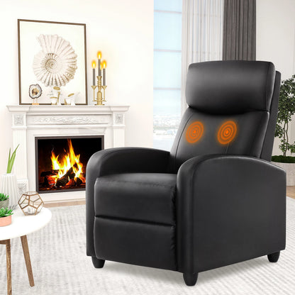 Massage Recliner Chair with 2-Point Lumbar Massage | 8 Modes, 3 Intensities, 90°–160° Recline, Footrest & 275 lb Capacity Black