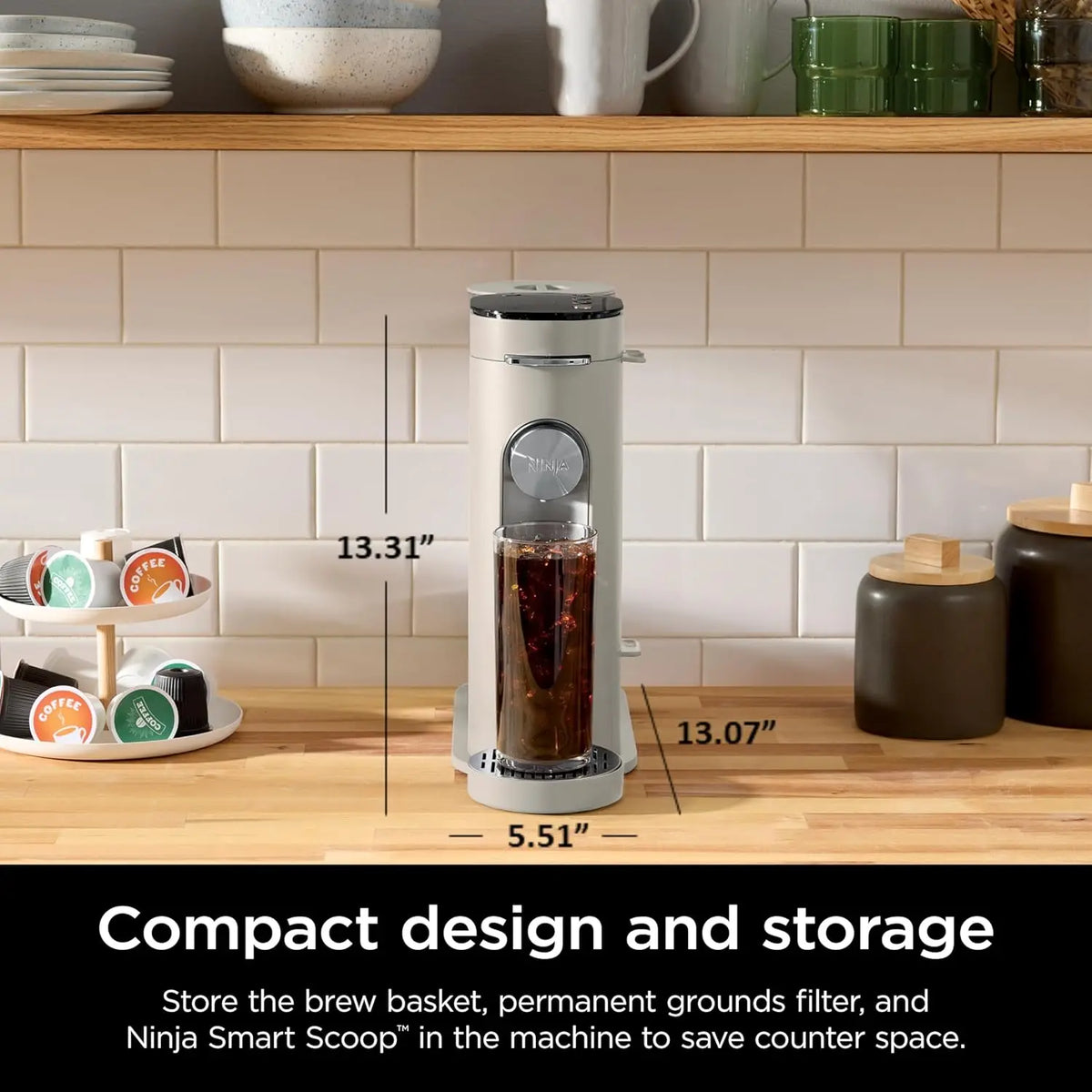 Single-Serve Coffee Maker for Pods and Grounds, 56 fl oz Tank