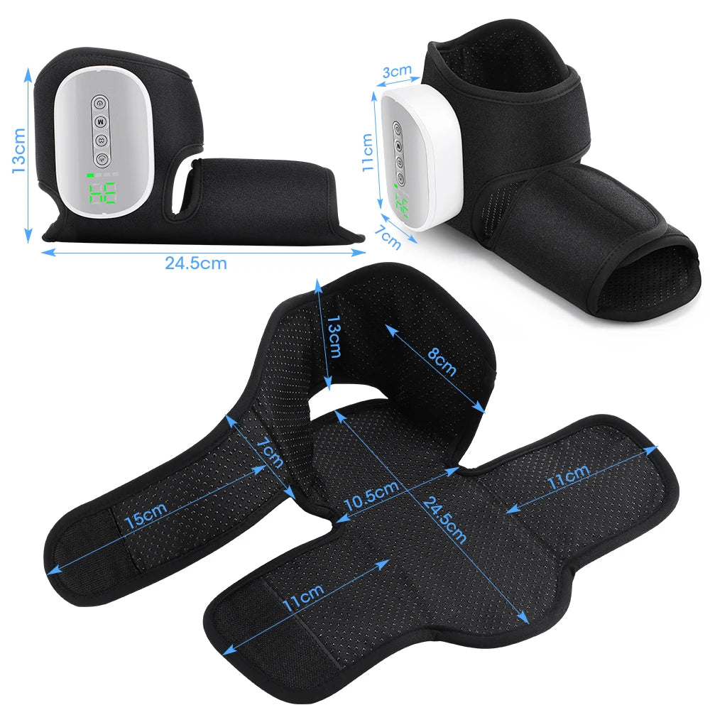 Ankle Massager with Air Compression and Heat | Rechargeable Foot and Ankle Wrap with 3 Modes, 5 Intensities & Optional Vibration