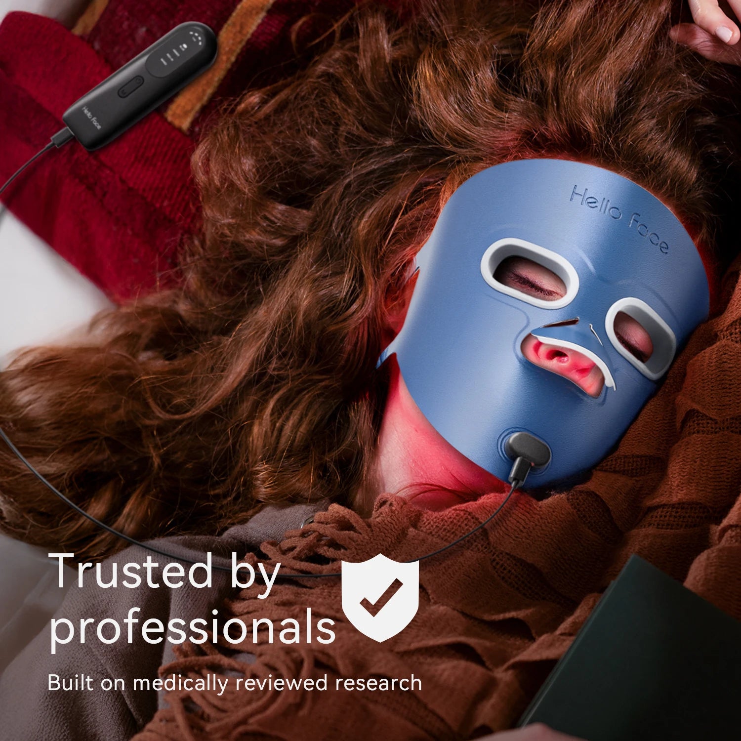 LED Face Mask Light Therapy | Wireless Red Blue Near Infrared Mask for Wrinkles, Acne & Skin Radiance