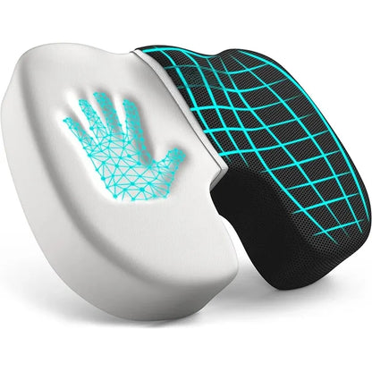 Memory Foam Coccyx Seat Cushion | Ergonomic Office Chair Pillow with U-Shaped Cutout & Removable Washable Cover Black