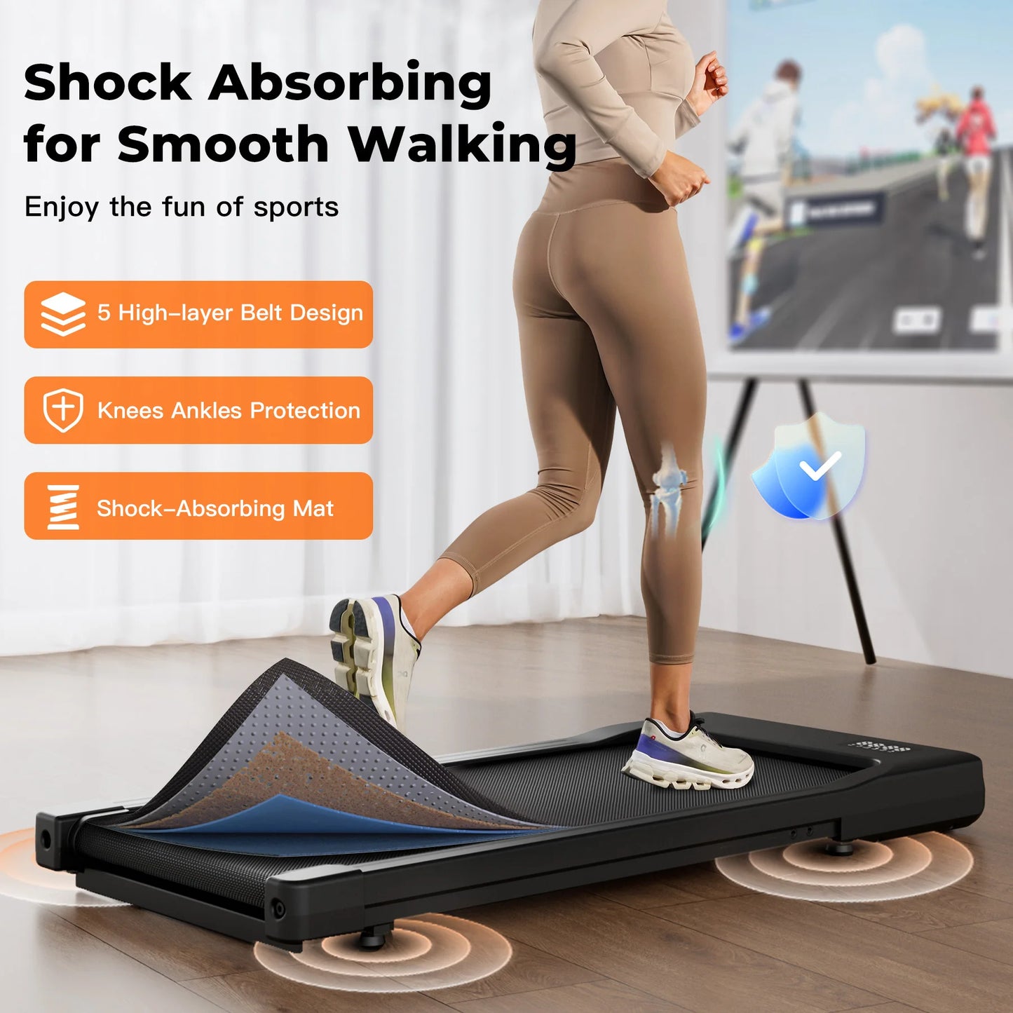Under Desk Walking Pad Treadmill with 2.5HP Motor | 2.5 MPH, 265 lb Capacity, LED Display, Remote & 3.9-Inch Slim Design