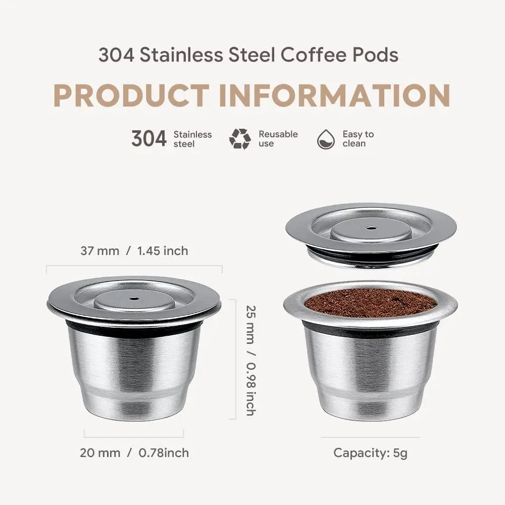 Reusable Stainless Steel Coffee Pods for Nespresso OriginalLine | Refillable Espresso Capsules, Dishwasher Safe, Eco-Friendly & Durable
