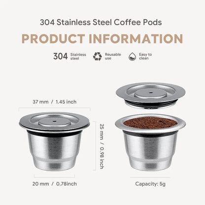 Reusable Stainless Steel Coffee Pods for Nespresso OriginalLine | Refillable Espresso Capsules, Dishwasher Safe, Eco-Friendly & Durable