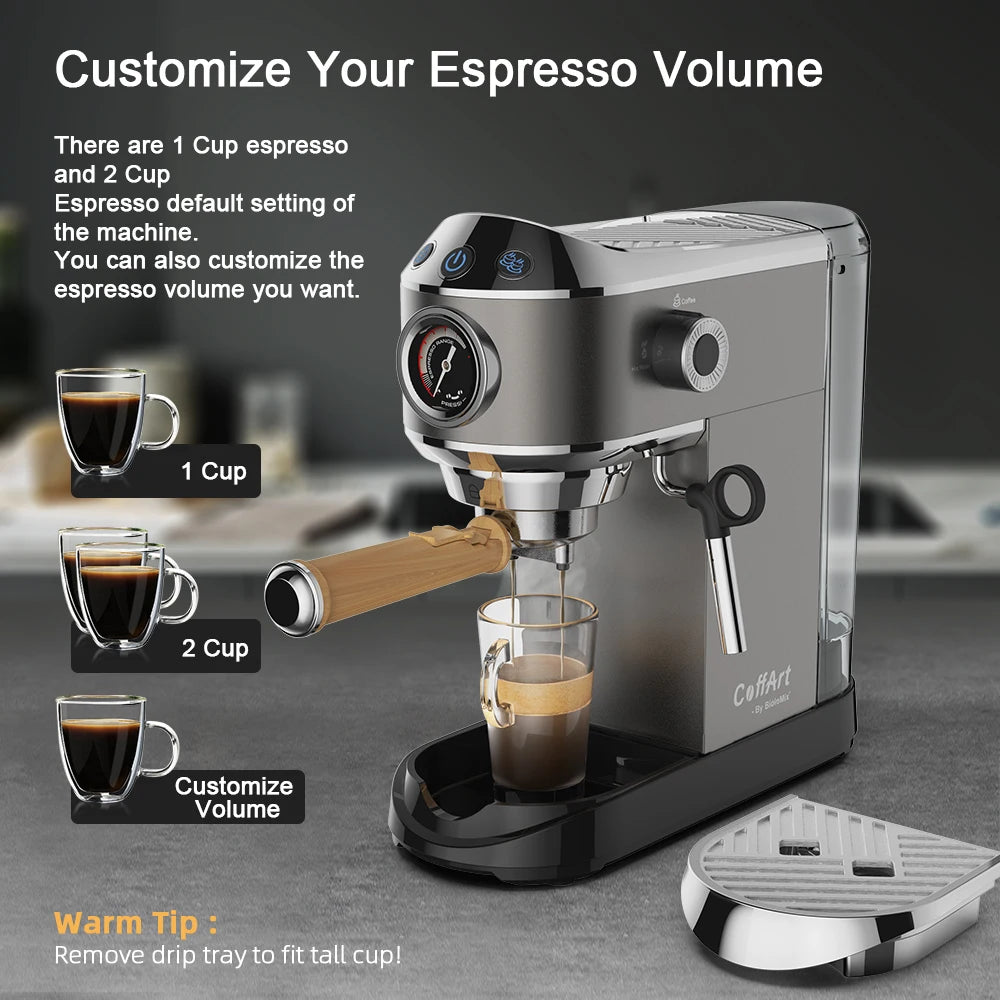 Espresso Machine with Steam Wand and 1.1 L Tank, Optional Separate Grinder