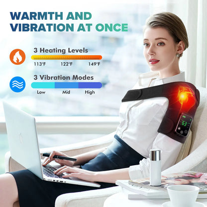 Cordless Heated Knee Massager Pad with Vibration | 3 Heat Levels, 3 Massage Modes, 4000mAh Battery & Adjustable Joint Straps