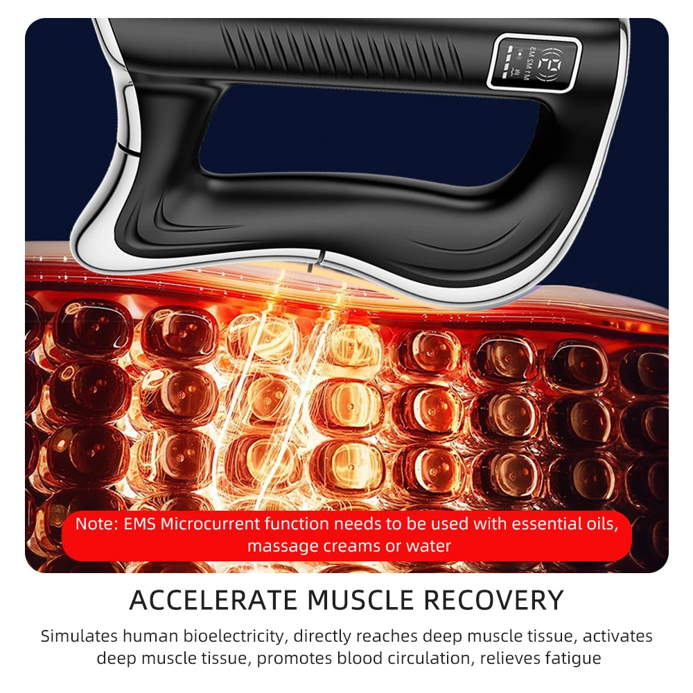 Fascia Scraping Tool Massager | Electric Muscle Scraper with Heat, High-Frequency Vibration & Rechargeable Battery