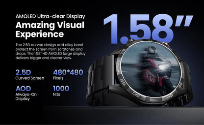 Solar 5 Smartwatch | 1.58" AMOLED Display, Bluetooth Calls, 100+ Sports Modes & 24H Health Monitoring