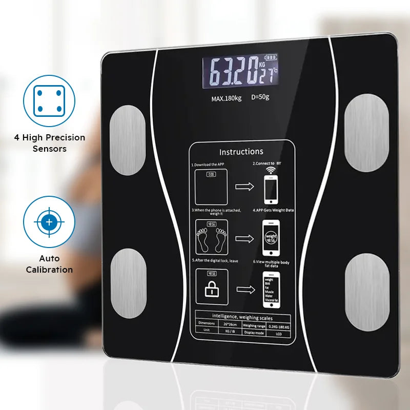 Smart Body Fat Scale | Bluetooth Digital Bathroom Scale with LED Display | Body Composition Analyzer | Tracks Weight, BMI, Fat & More