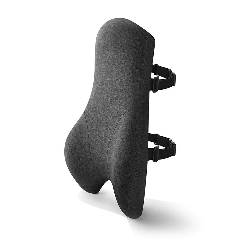 24-Inch Memory Foam Lumbar Support Pillow | Full Back Cushion with Breathable Mesh, Dual Chair Straps & Non-Slip Design Dark gray