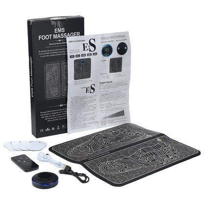 EMS and TENS Foot Massager Mat | 6 Modes, 9 Intensity Levels, Full-Foot Stimulation & USB Rechargeable Control