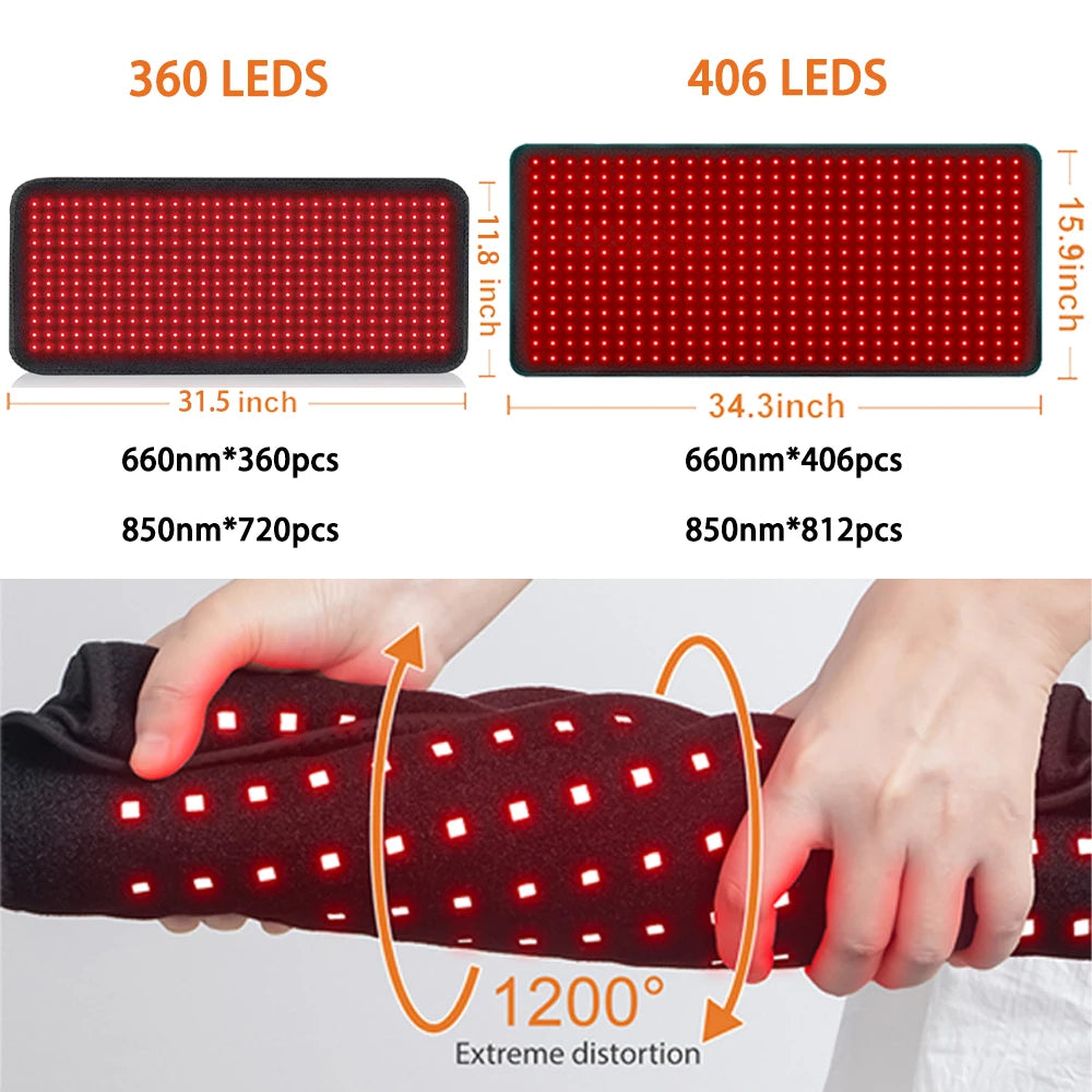 Red Light Therapy Pad | 406 LED 660nm 850nm Infrared Light Therapy Mat for Back, Waist & Body