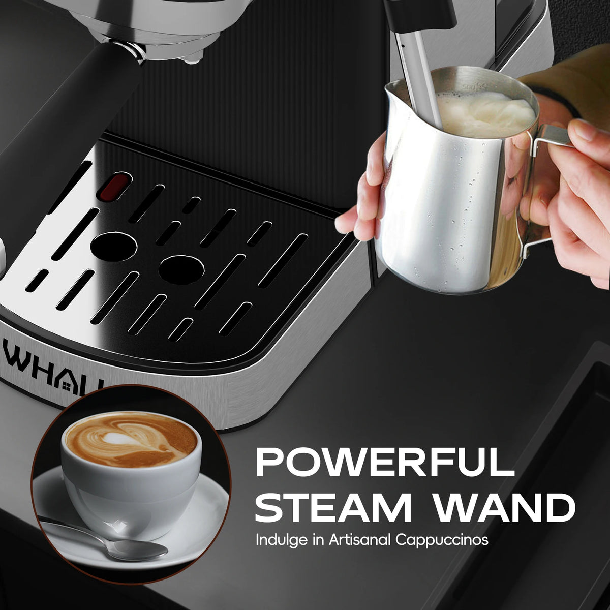 Touchscreen Espresso Machine with Steam Wand and Single/Double-Shot Filters