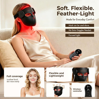 LED Face Mask with Neck Light Therapy | Red Light Therapy Mask for Wrinkles, Acne, Skin Brightening & Face Care