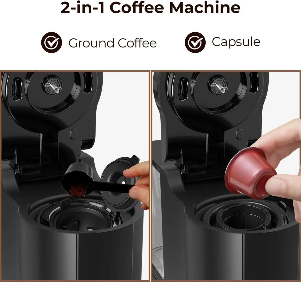 Single-Serve Coffee Maker for Pods and Grounds, 40 fl oz Tank