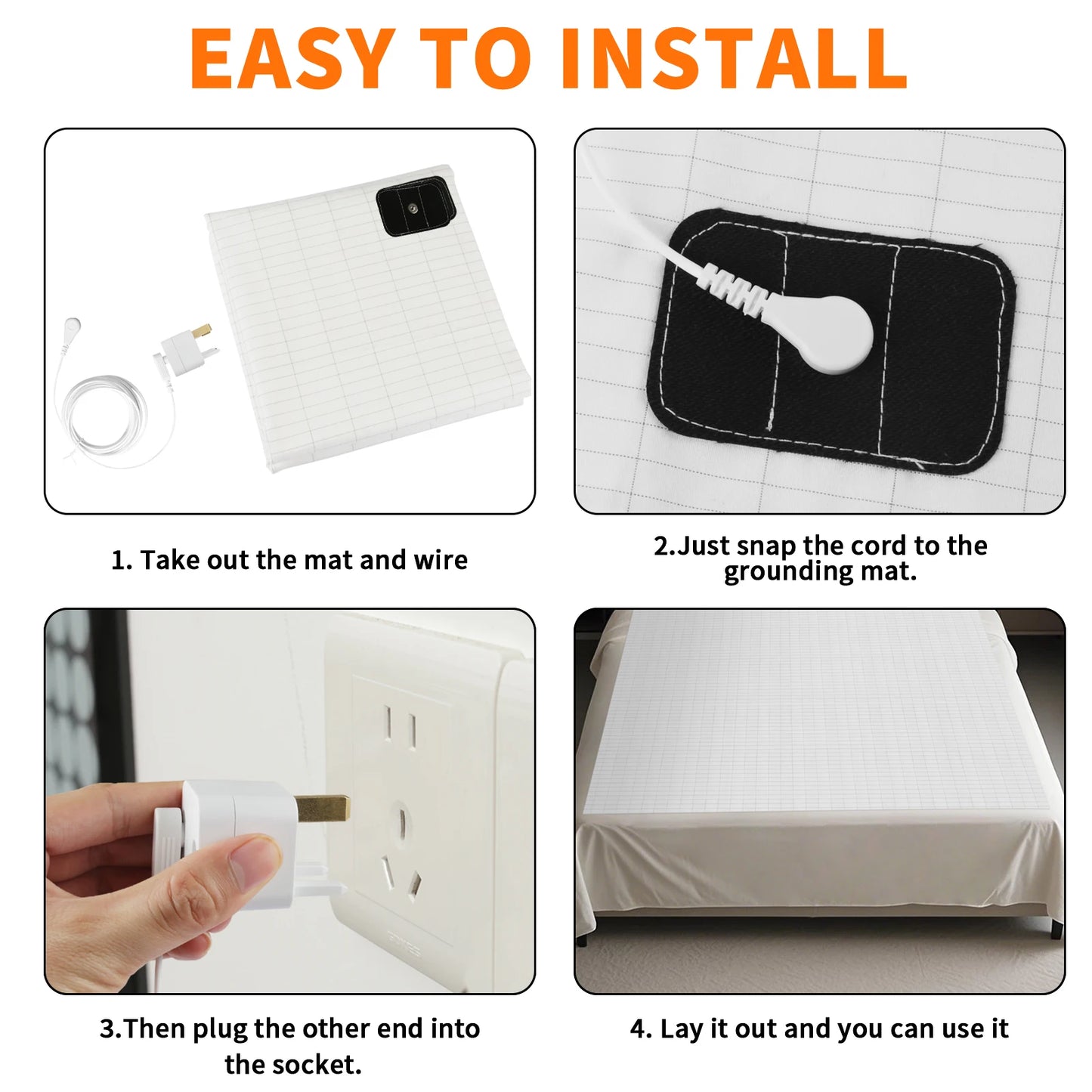 Grounding Bed Sheet | Earthing Sheet with Organic Cotton, Silver Fiber & Conductive Grounding Cable for Better Sleep