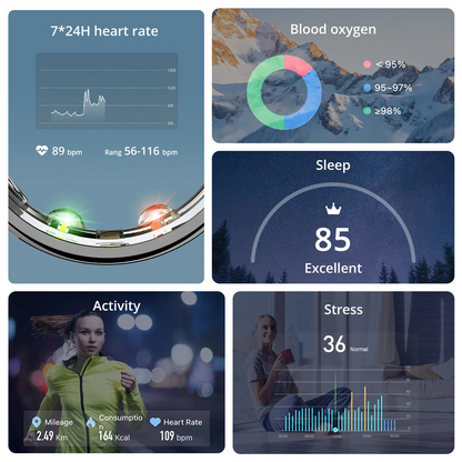 Smart Health Ring with Charging Case | Heart & Sleep Monitor | 5ATM Waterproof | Multi-Sport Modes