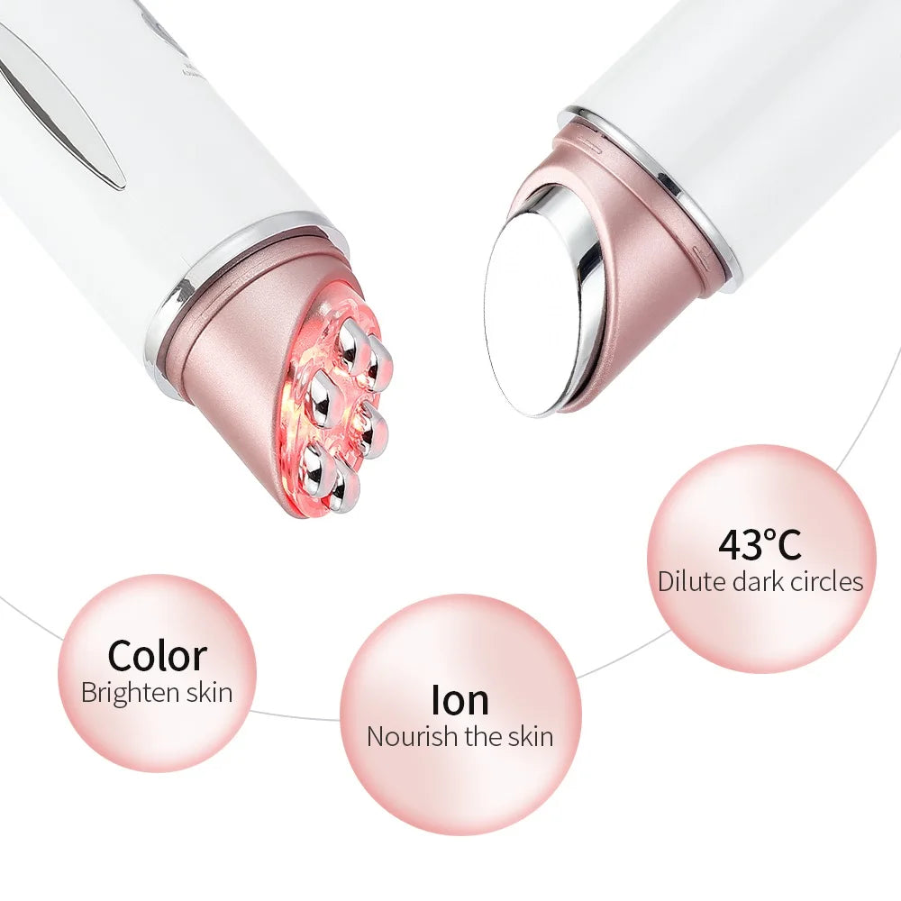 EMS LED Eye and Face Massager with 43°C Heat | Red Blue Yellow Light Modes, Vibration & USB Rechargeable Design