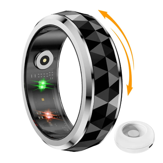 Smart Fitness Ring with Rotating Spinner | Heart Rate, Sleep and Activity Tracking, 60-Day Battery, App Sync & Charging Case