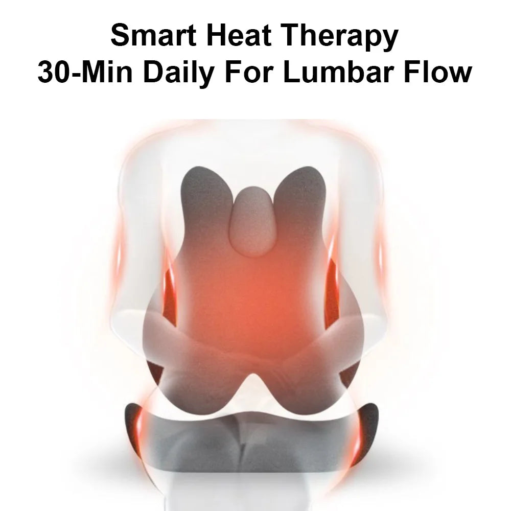 Memory Foam Lumbar Support Pillow with Heat and Vibration | 3 Heat Levels, 3 Massage Modes & Adjustable Chair Straps
