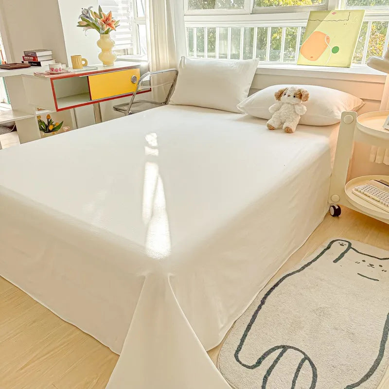 3-Piece Cotton Flat Sheet & Pillowcase Set