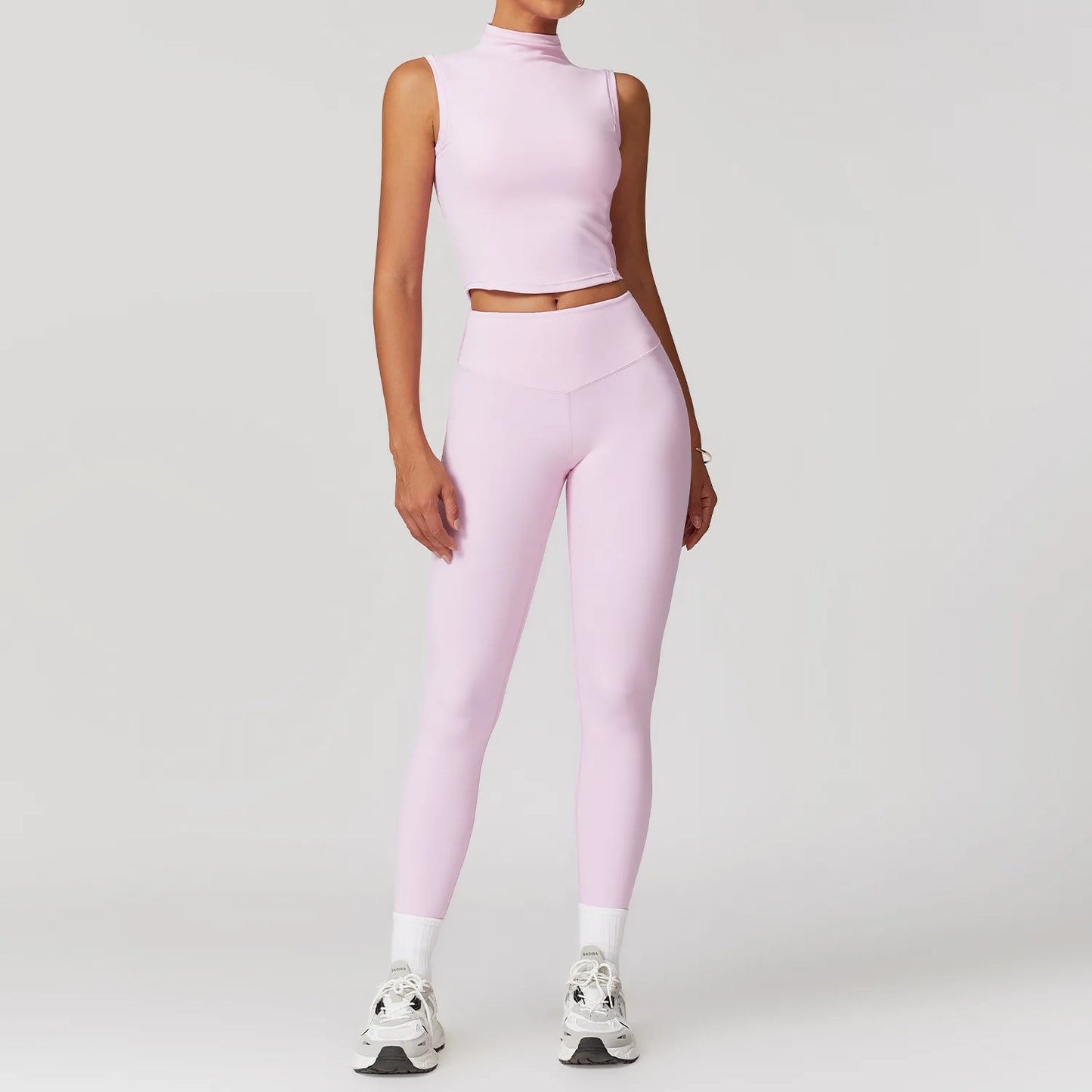 Yoga Set for Women | 2-Piece Sports Bra and High Waisted Leggings Workout Outfit with Quick-Dry Stretch Fabric Pink Set-2