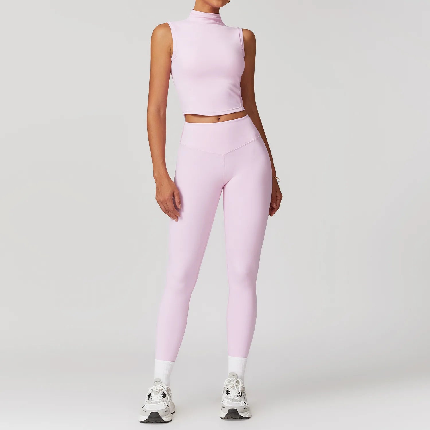 Yoga Set for Women | 2-Piece Sports Bra and High Waisted Leggings Workout Outfit with Quick-Dry Stretch Fabric Pink Set-2
