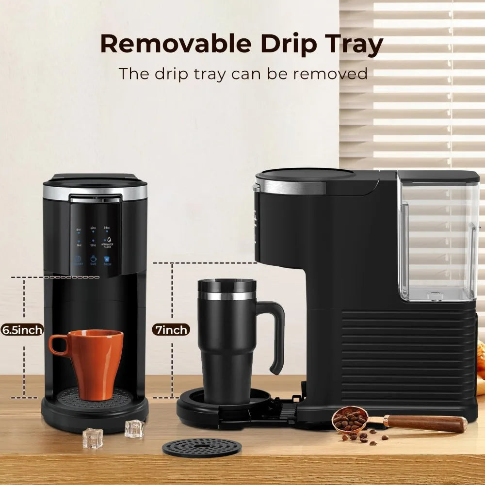 Single-Serve Coffee Maker for Pods and Grounds, 40 fl oz Tank
