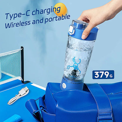 Electric Protein Shaker Bottle | 7500RPM Self-Cleaning Mixer | USB-C Rechargeable, Built-in Powder Storage, BPA-Free Smooth Drink Blender