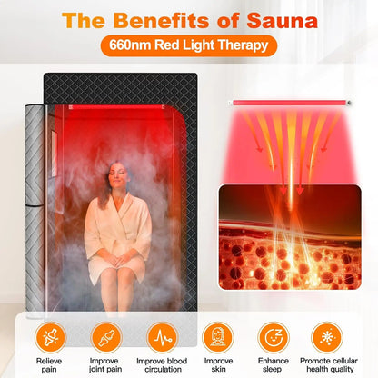 Portable Steam Sauna Tent | Infrared Home Sauna with 2.5L Steam Generator, Chair, 9 Heat Levels & 99-Min Timer