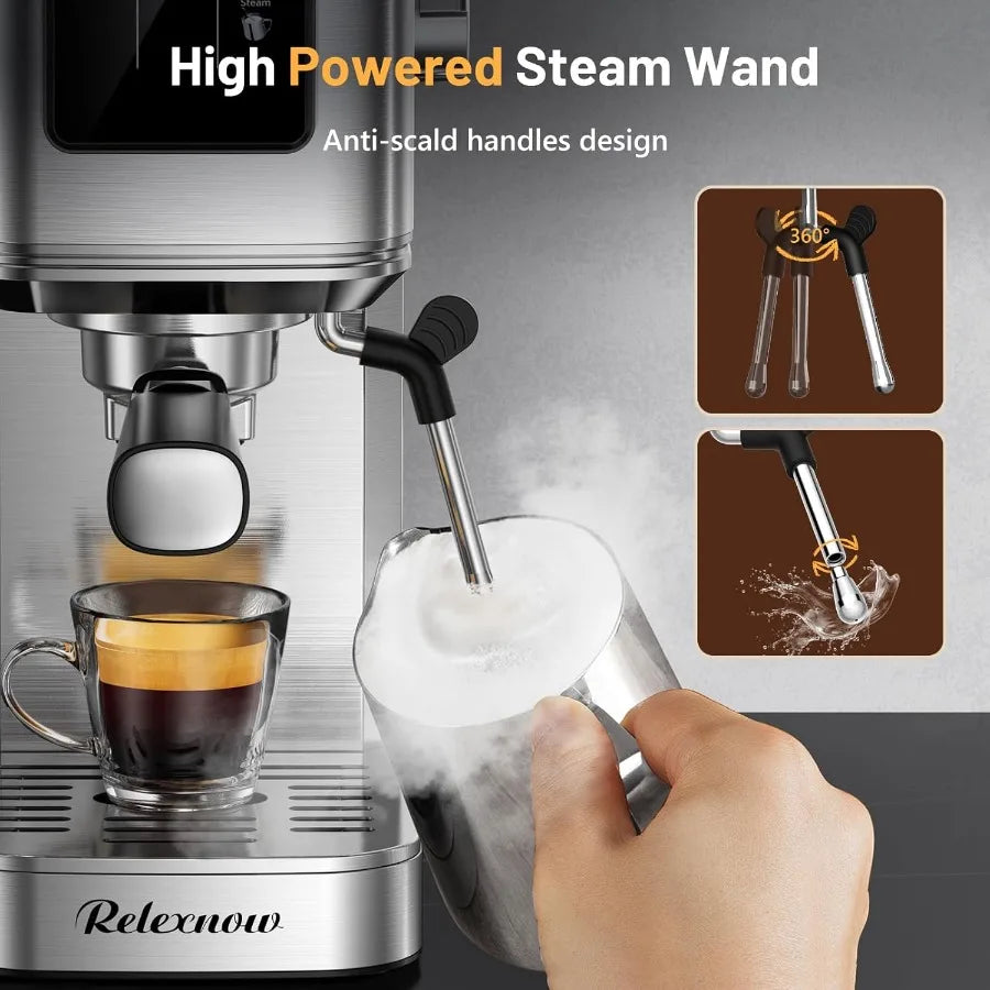 Espresso Machine with Touch Controls, Steam Wand and Iced-Coffee Setting