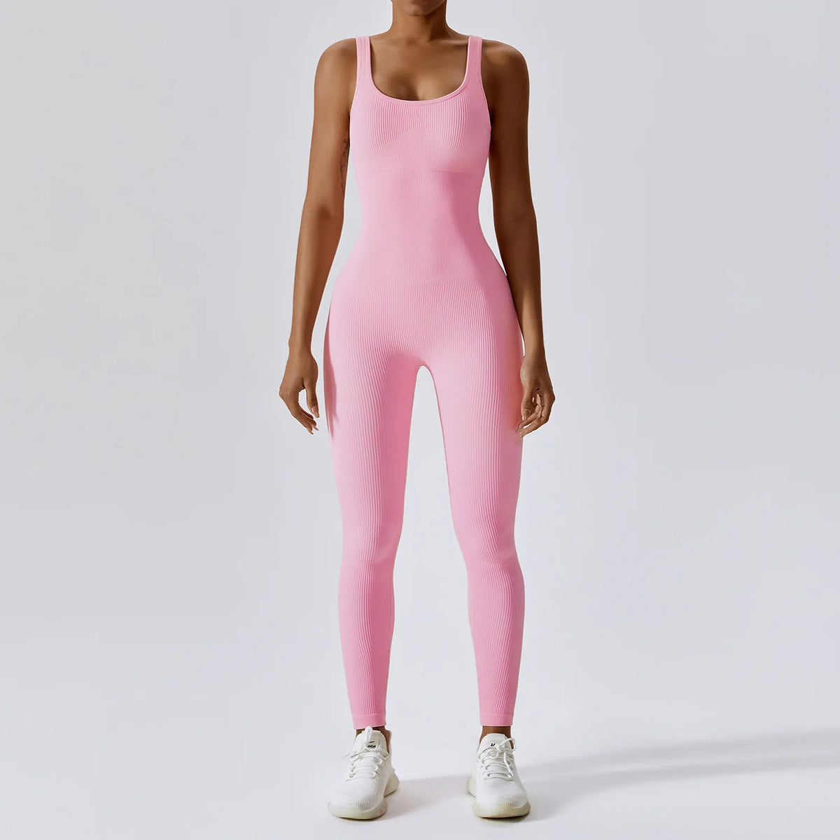 Women's One-Piece Stretch Yoga Jumpsuit Light Pink