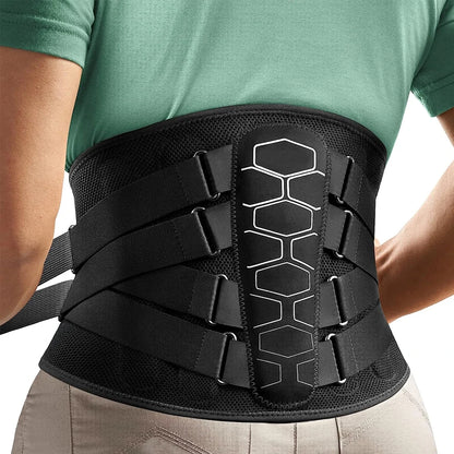 Lumbar Support Back Brace with Adjustable Compression | Breathable Lower Back Belt with Support Stays for Work and Lifting