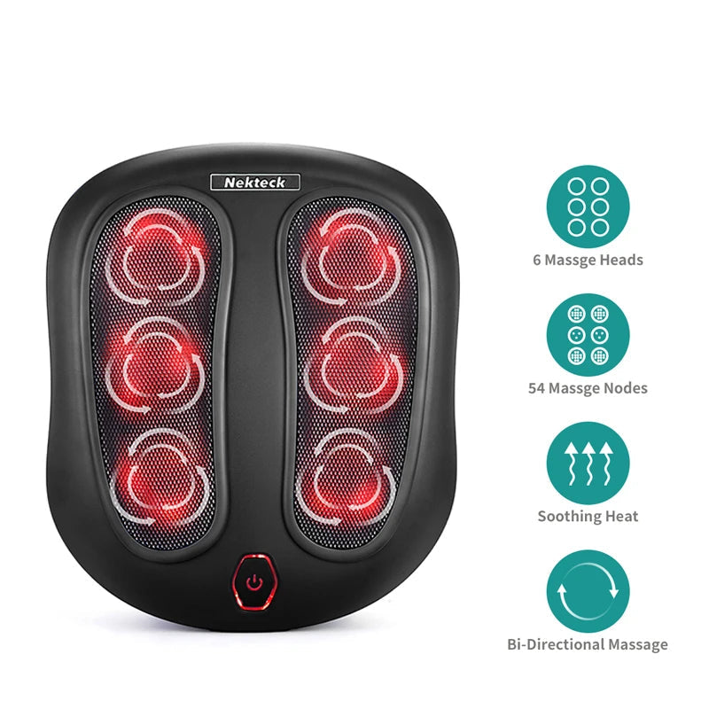 Shiatsu Foot Massager with Heat | 18 Deep-Kneading Nodes, One-Button Control & 20-Minute Auto Shut-Off