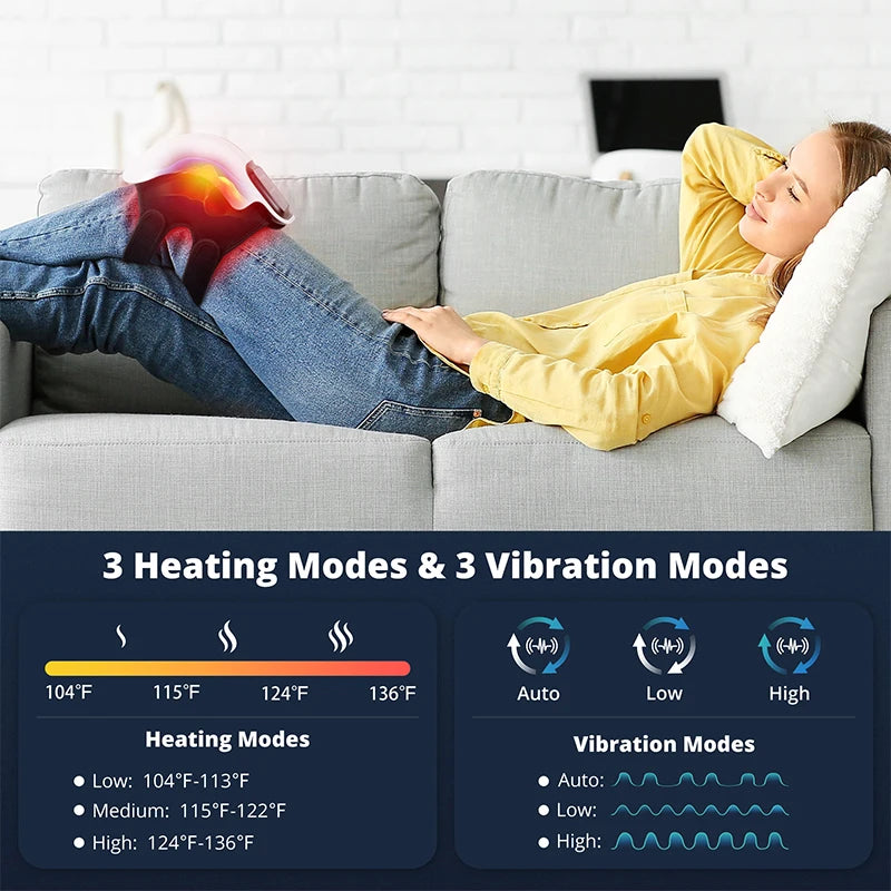 Cordless Heated Knee Massager with Vibration | 3 Heat Levels, 3 Massage Modes, 3000mAh Battery & Adjustable Knee, Elbow and Shoulder Wrap