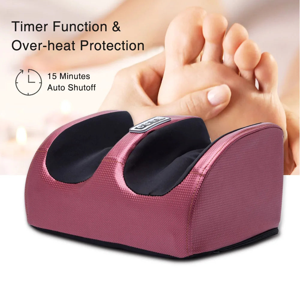 Shiatsu Foot Massager with Heat | 12 Kneading Nodes, 3 Intensities, Dual Rotation & 15-Minute Timer
