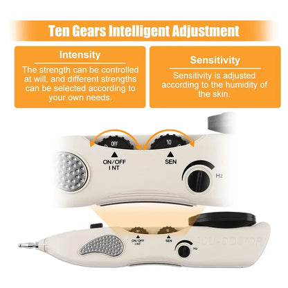 Electric Acupuncture Pen for Pain Relief | Needle-Free Meridian Therapy Massager with LCD Display, 10 Intensity Levels, 3 Tips & Rechargeable Design