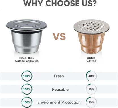 Reusable Stainless Steel Coffee Pods for Nespresso OriginalLine | Refillable Espresso Capsules, Dishwasher Safe, Eco-Friendly & Durable