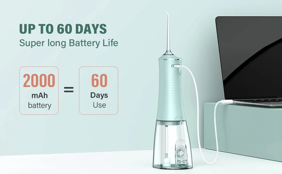 Cordless Water Flosser | 280ml Portable Oral Irrigator | 4 Modes, 6 Tips, USB Rechargeable | 30-Day Battery & IPX7 Waterproof for Deep Dental Cleaning