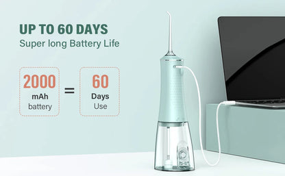 Cordless Water Flosser | 280ml Portable Oral Irrigator | 4 Modes, 6 Tips, USB Rechargeable | 30-Day Battery & IPX7 Waterproof for Deep Dental Cleaning