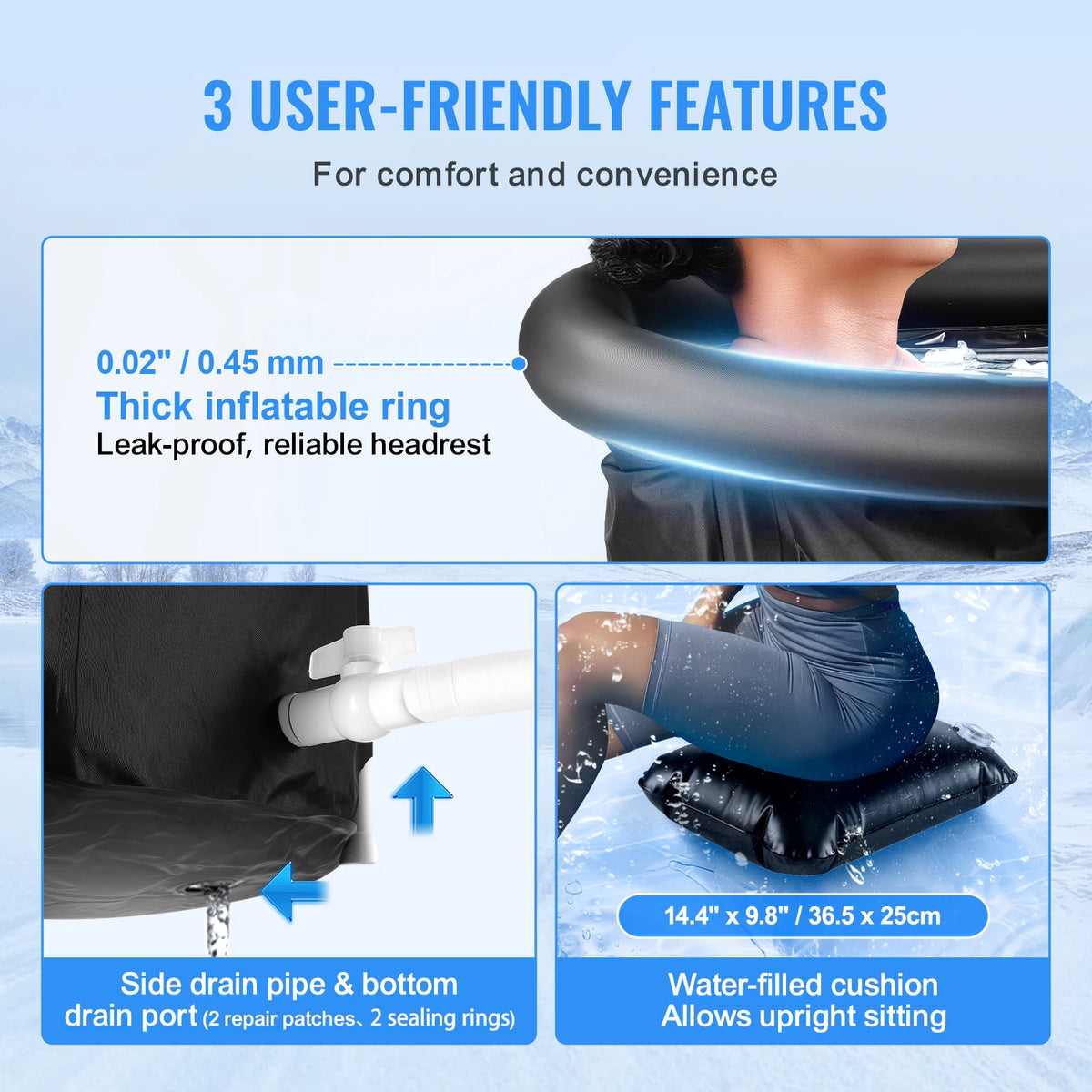 Portable Ice Bath Tub for Cold Plunge, 3-Layer Insulation, Cover and Carry Bag