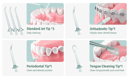 Cordless Water Flosser | 280ml Portable Oral Irrigator | 4 Modes, 6 Tips, USB Rechargeable | 30-Day Battery & IPX7 Waterproof for Deep Dental Cleaning